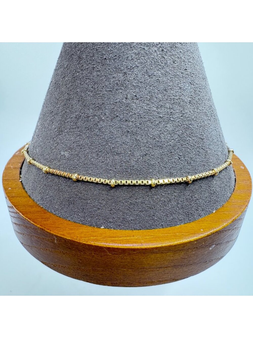 Box Link Chain Bracelet Gold Over Sterling Silver 925 Size 9.25" Length